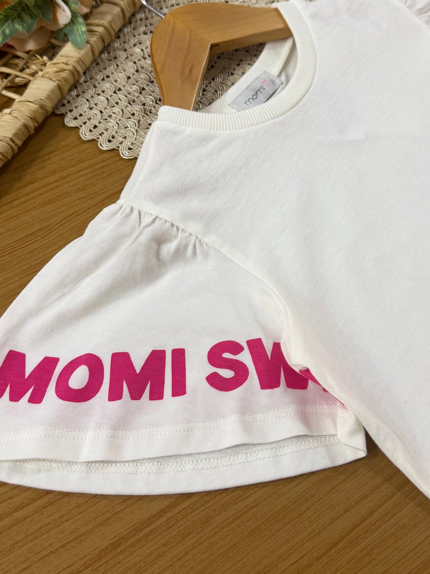 Blusa Infantil Momi Inverno Manga Curta Branca Sweet