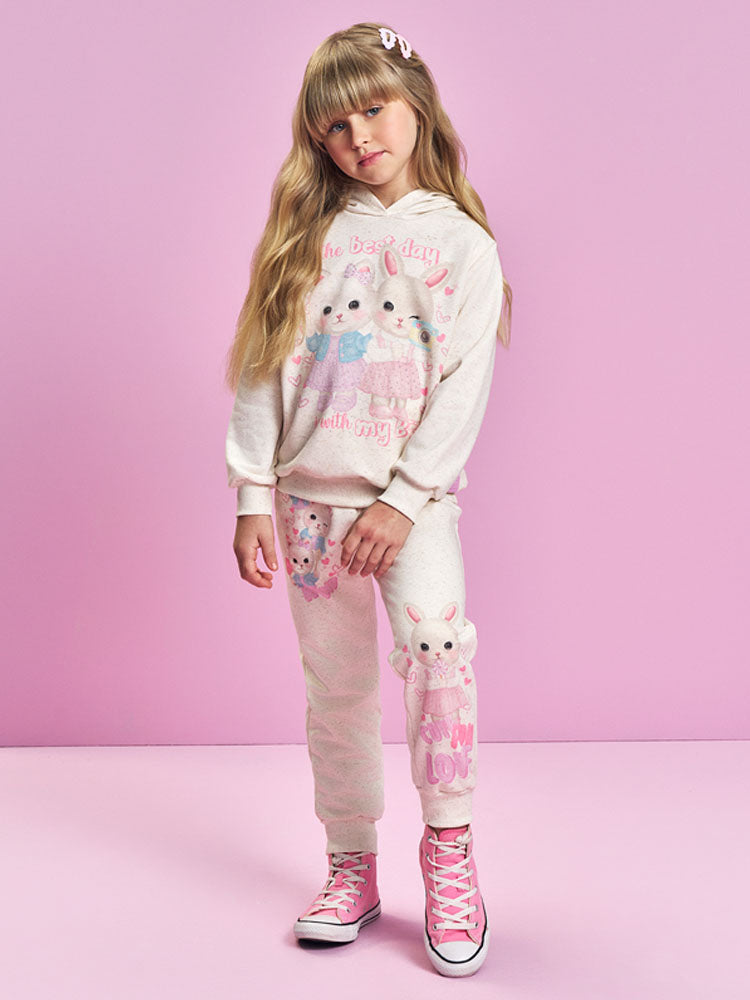 Conjunto Infantil Cinti Inverno com Calça e Moletom Flanelado Off White Best Day