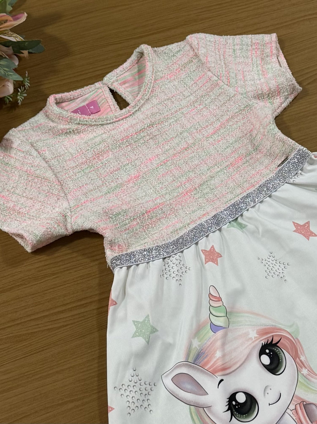 Vestido Infantil Cinti Tweed Verde Unicórnio