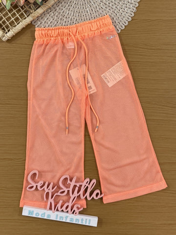 Calça Infantil Kukiê Verão Laranja Neon em Tela