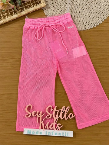 Calça Infantil Menina Kukiê em Tela Rosa