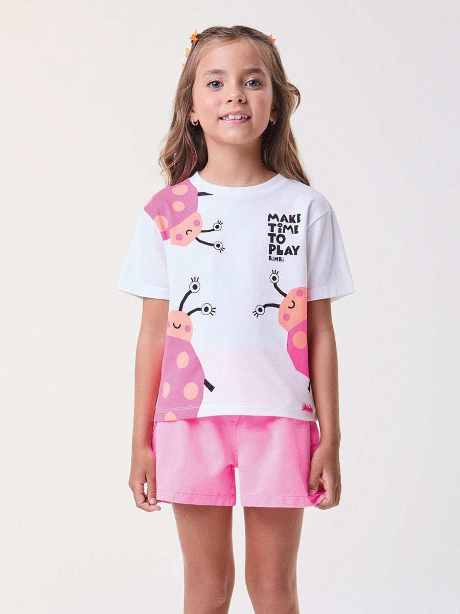 Blusa Infantil Bimbi Verão Branca Joaninhas