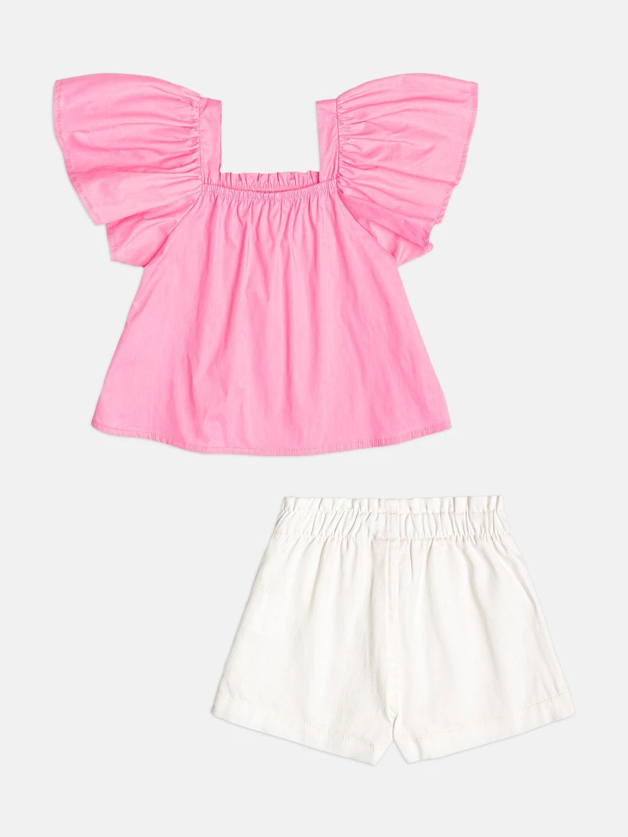 Conjunto Infantil Menina Momi com Shorts e Blusa Rosa