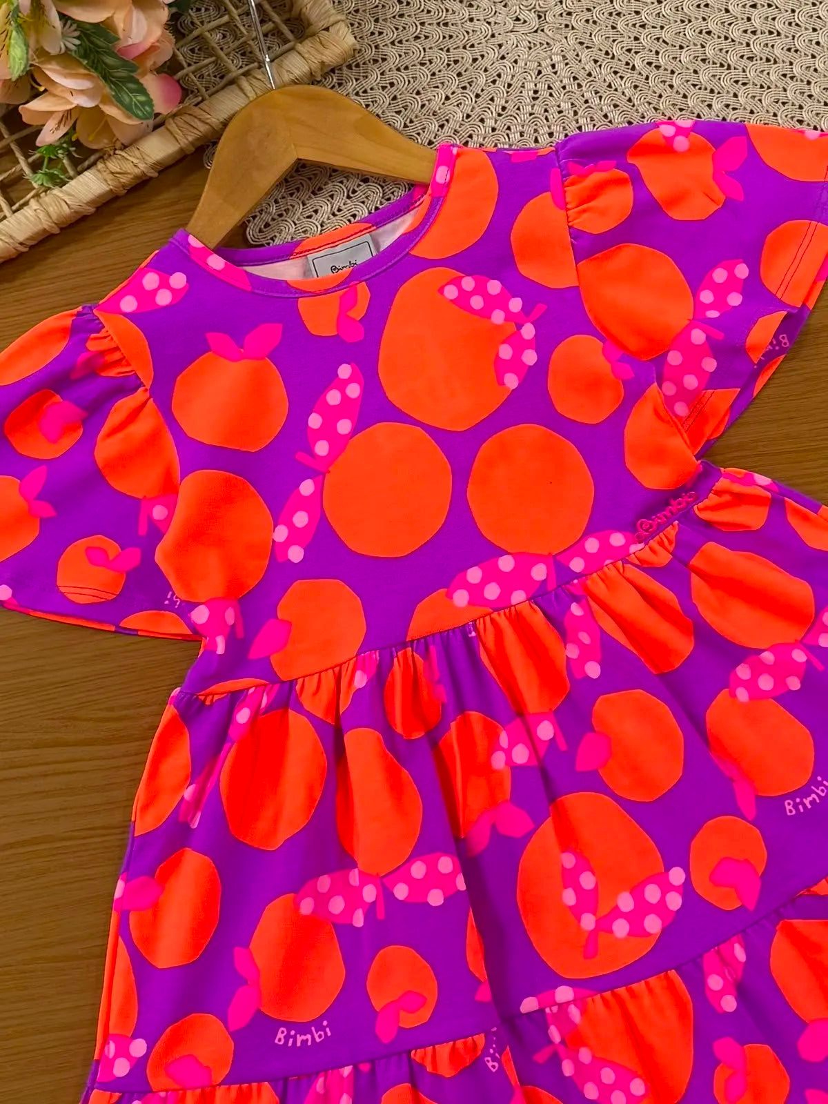 Vestido Infantil Bimbi Roxo Laranjinhas