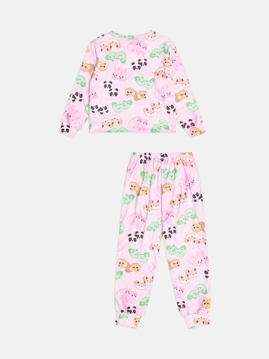 Pijama Infantil Bimbi Inverno com Calça e Blusa Manga Longa Rosa Pantufas