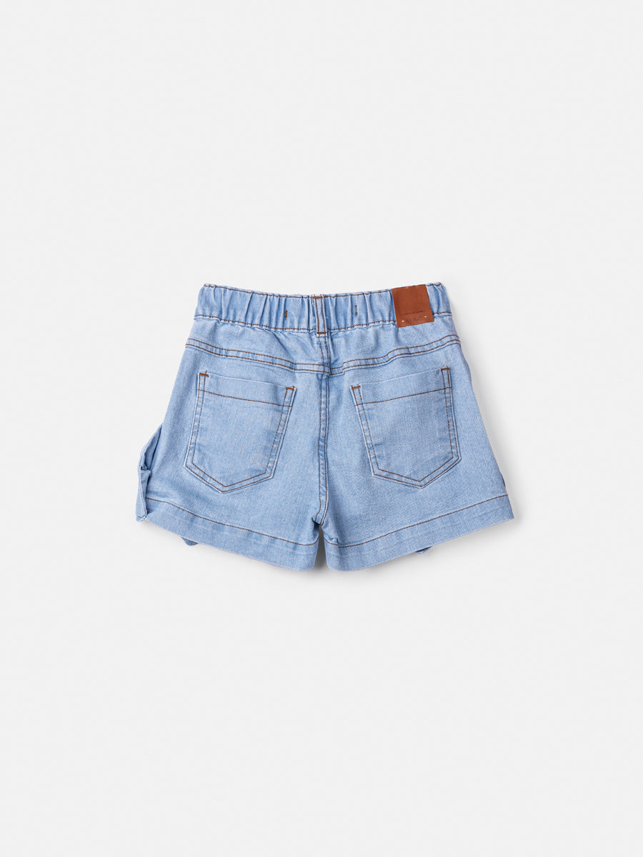 Conjunto Infantil Animê Verão Shorts Jeans e Blusa Laços