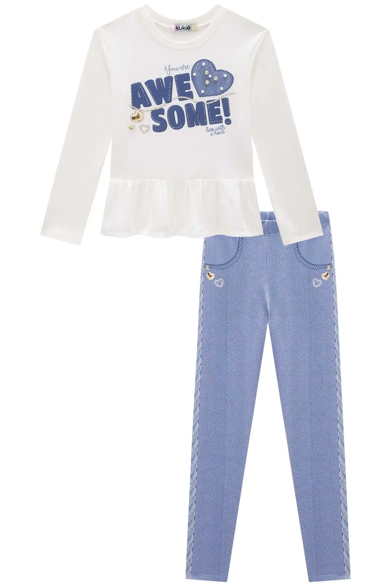 Conjunto Infantil Kukiê Inverno com Calça Legging e Blusa Manga Longa Awesome