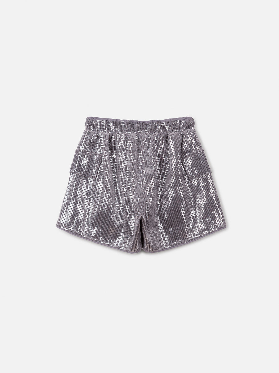 Shorts Infantil Animê Inverno Cinza Paetê