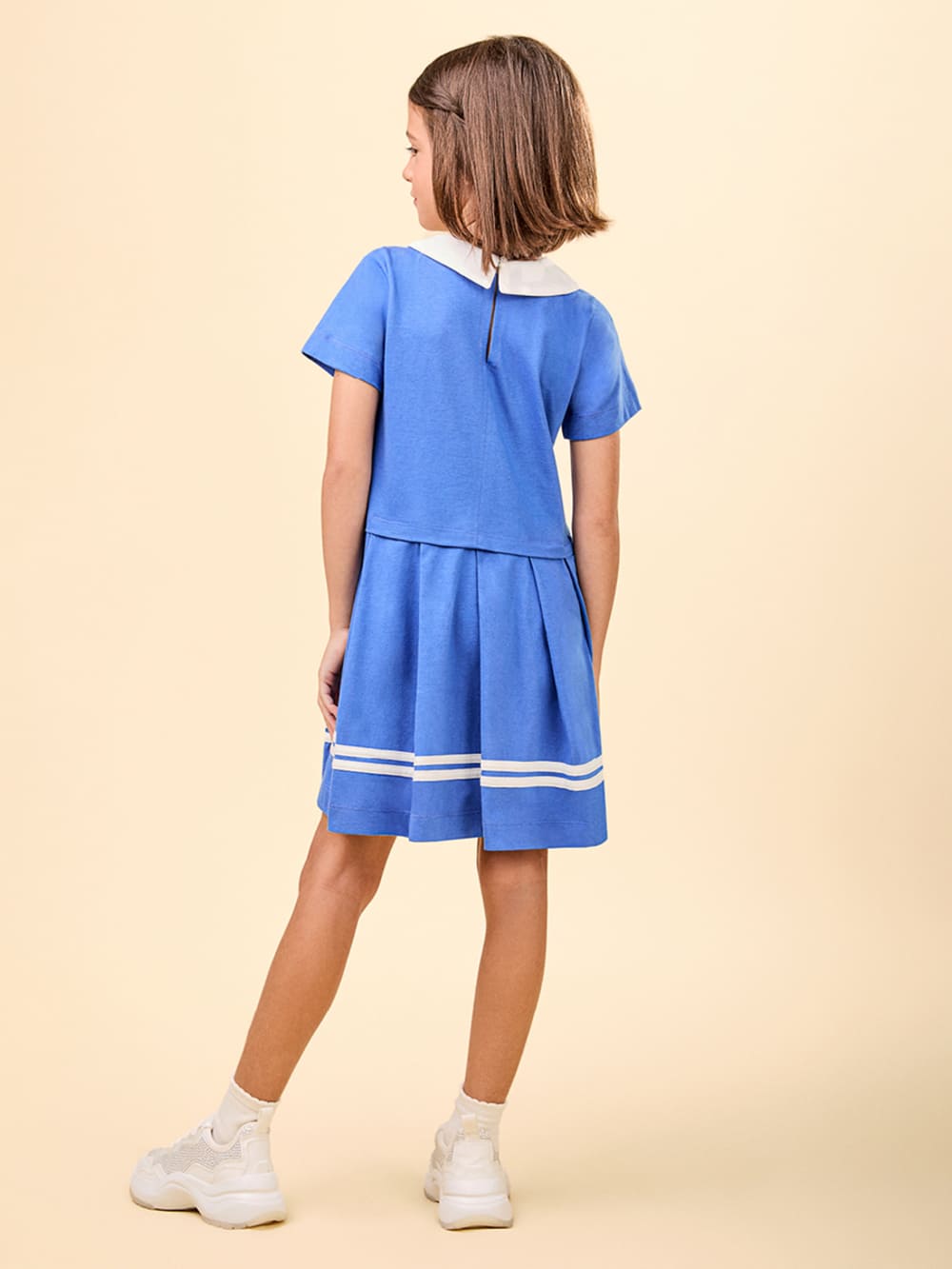 Vestido Infantil Animê Verão Azul Minnie Esportiva Disney