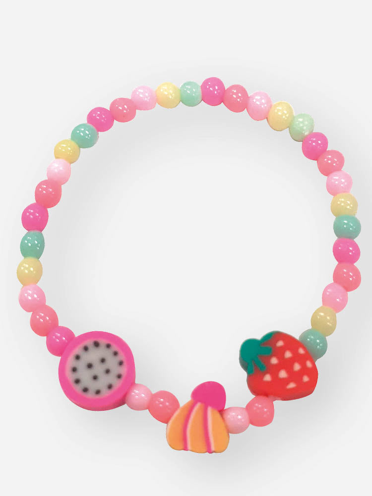 Vestido Infantil Cinti Verão Rosa Frutinha Fresh com Pulseira
