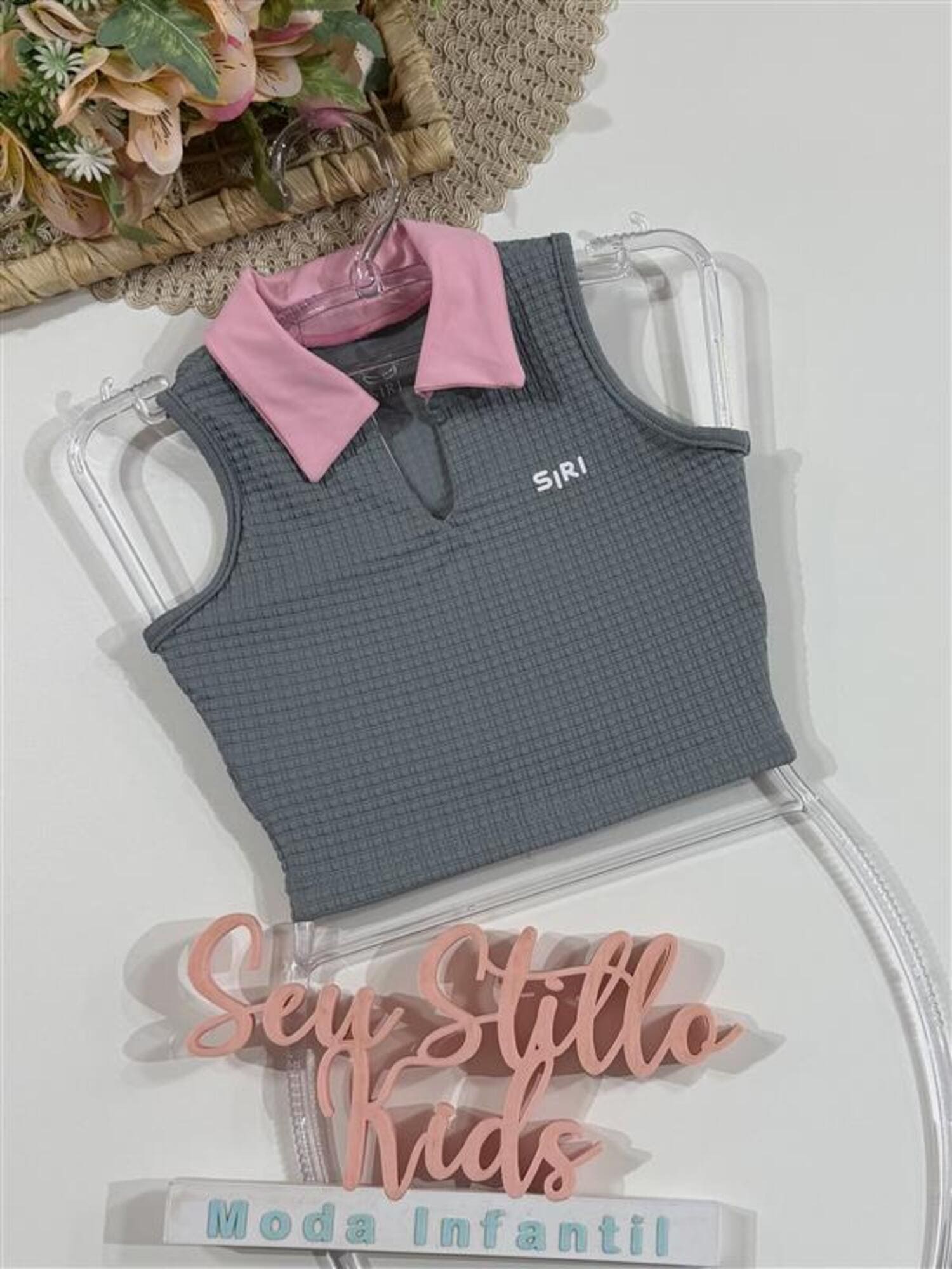 Blusa Cropped Infantil Siri Kids Sport Lavinea Rec Cinza 42654