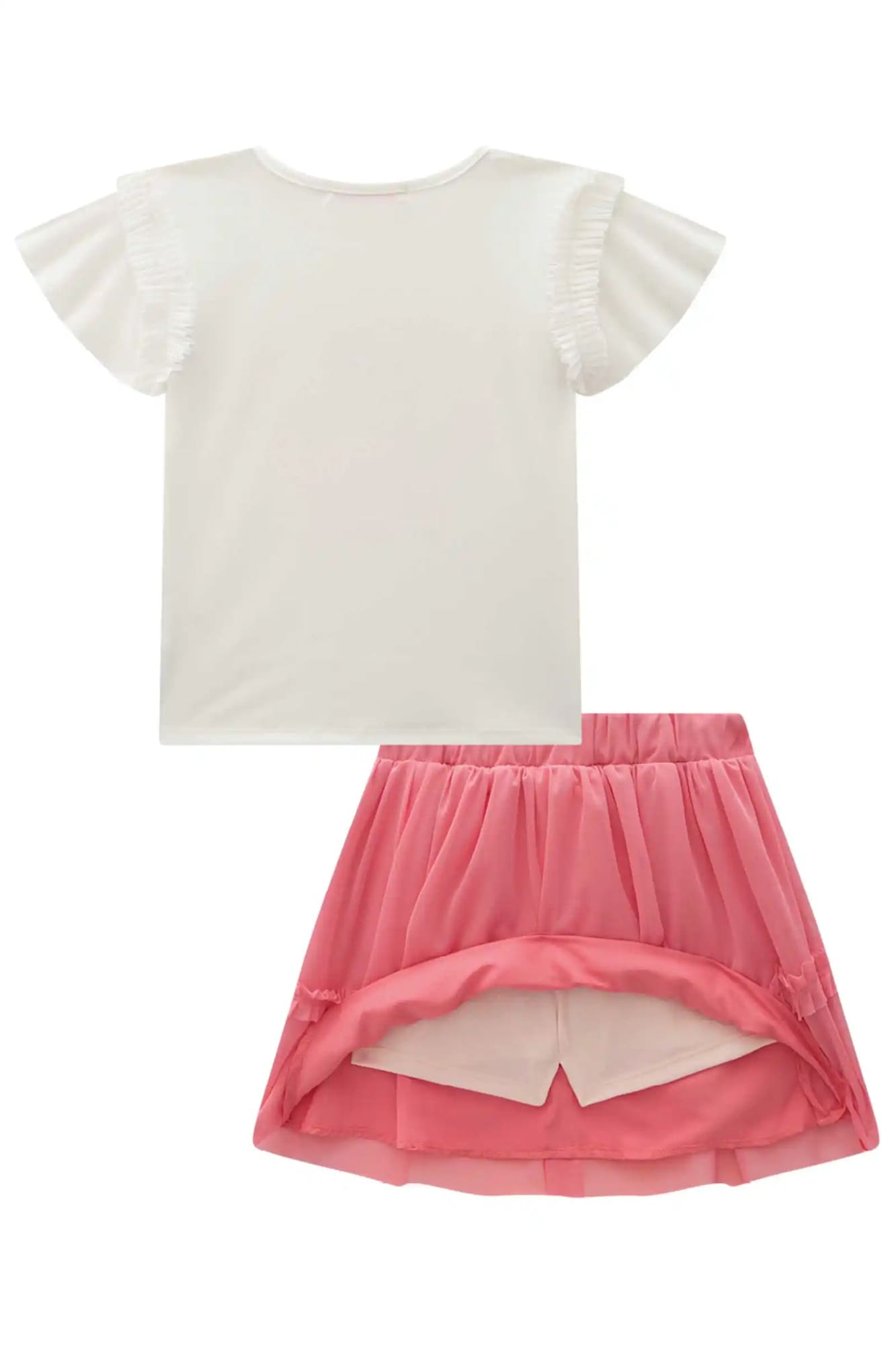 Conjunto Infantil Kukiê Inverno com Saia Tule Rosa e Blusa Ursinha Charm