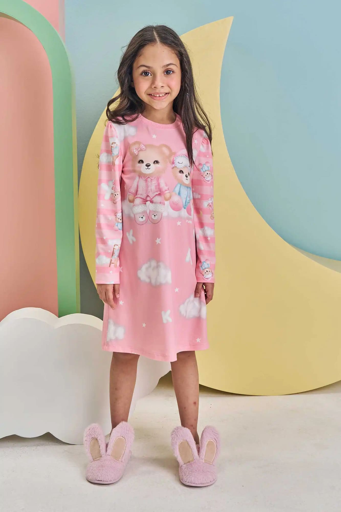 Camisola Infantil Inverno Kukiê Rosa Ursinhas com Strass