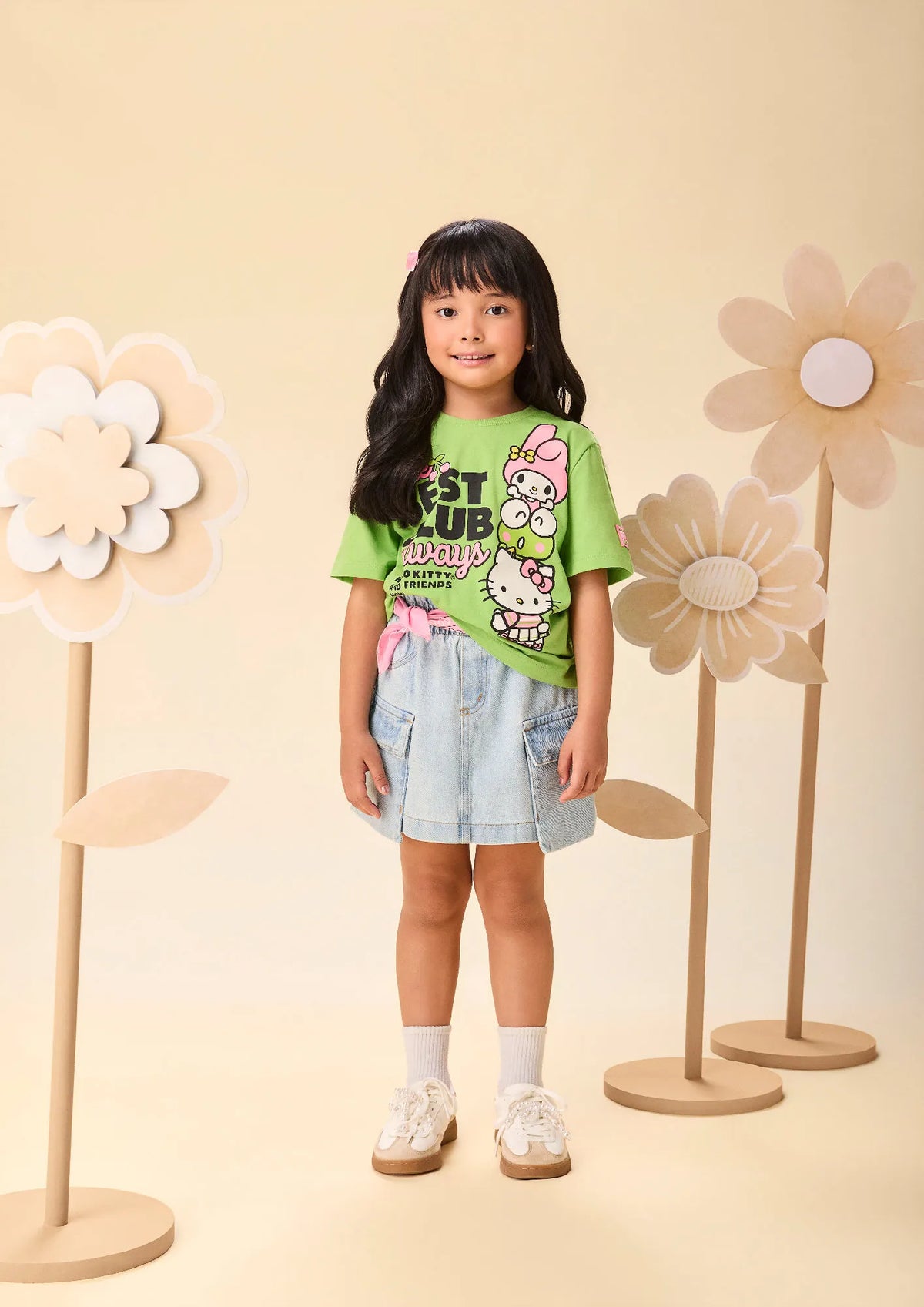 Blusa Infantil Menina Momi Verde Hello Kitty and Friends