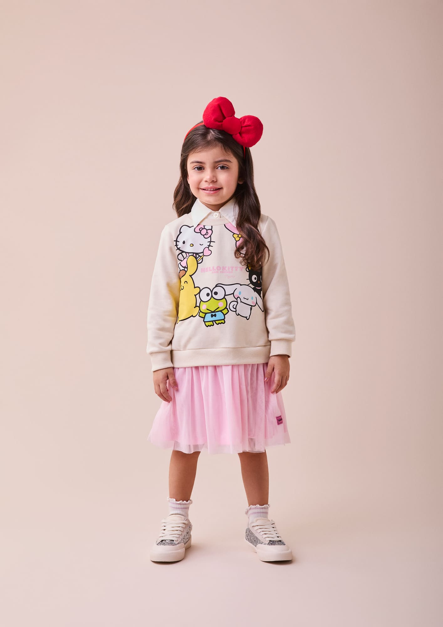 Vestido Infantil Momi Inverno Bege Hello Kitty Amigos