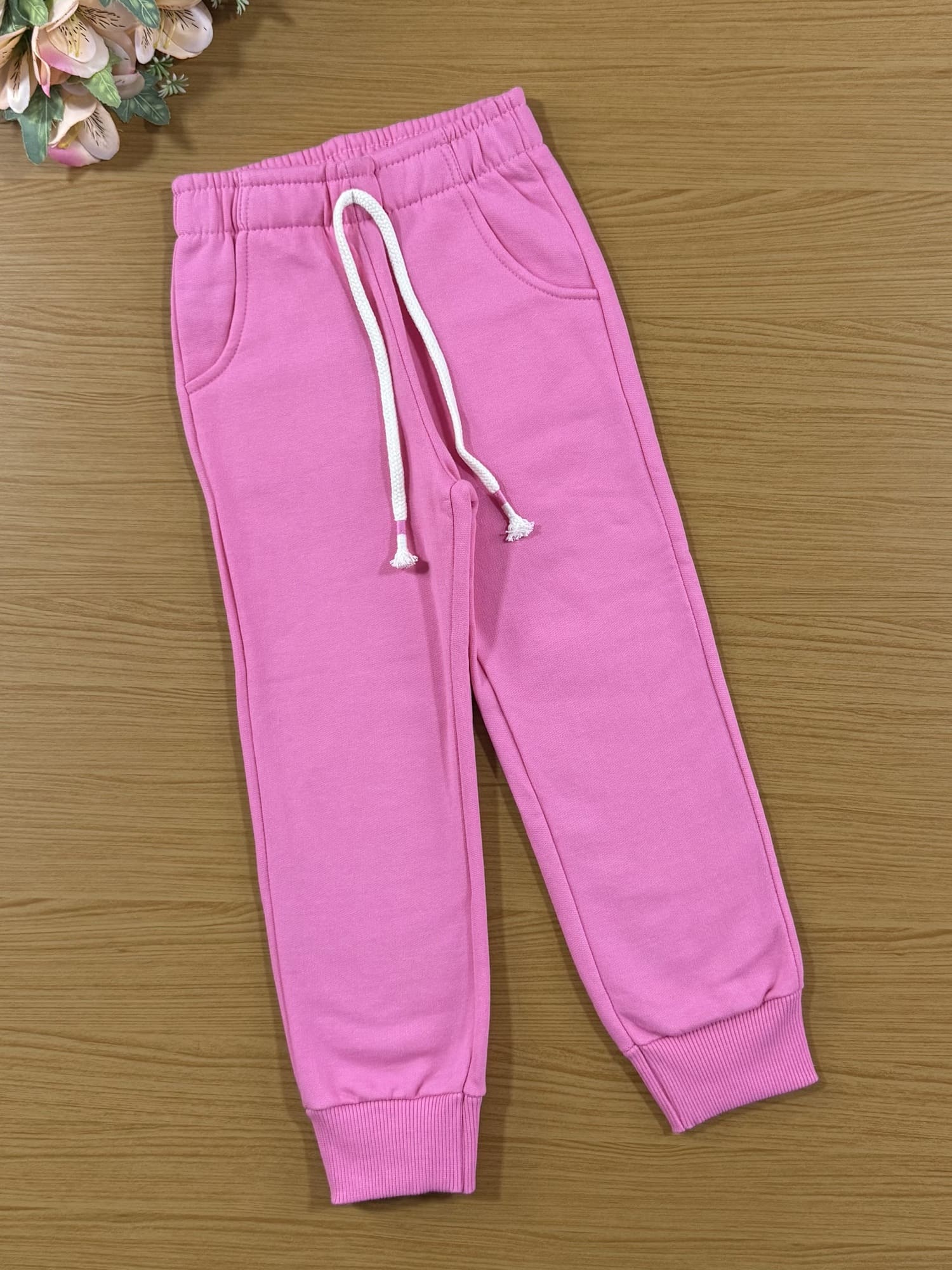Conjunto Infantil Cinti Inverno Calça e Moletom Flanelado Bege Ursinha com Bolso