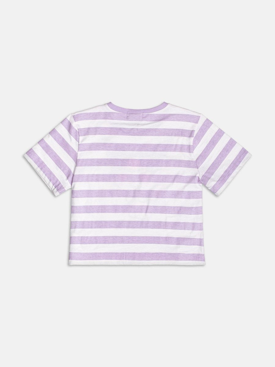 Blusa Infantil Momi Verão Listrada Lilás Kuromi