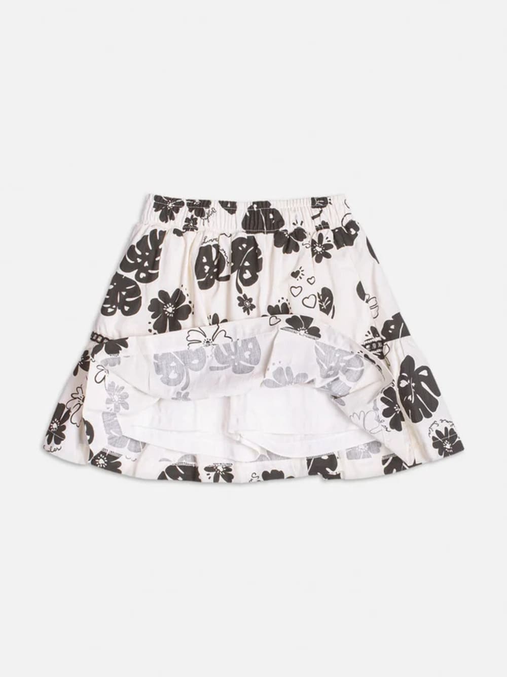 Conjunto Infantil Momi Verão Saia Floral Preta e Blusa