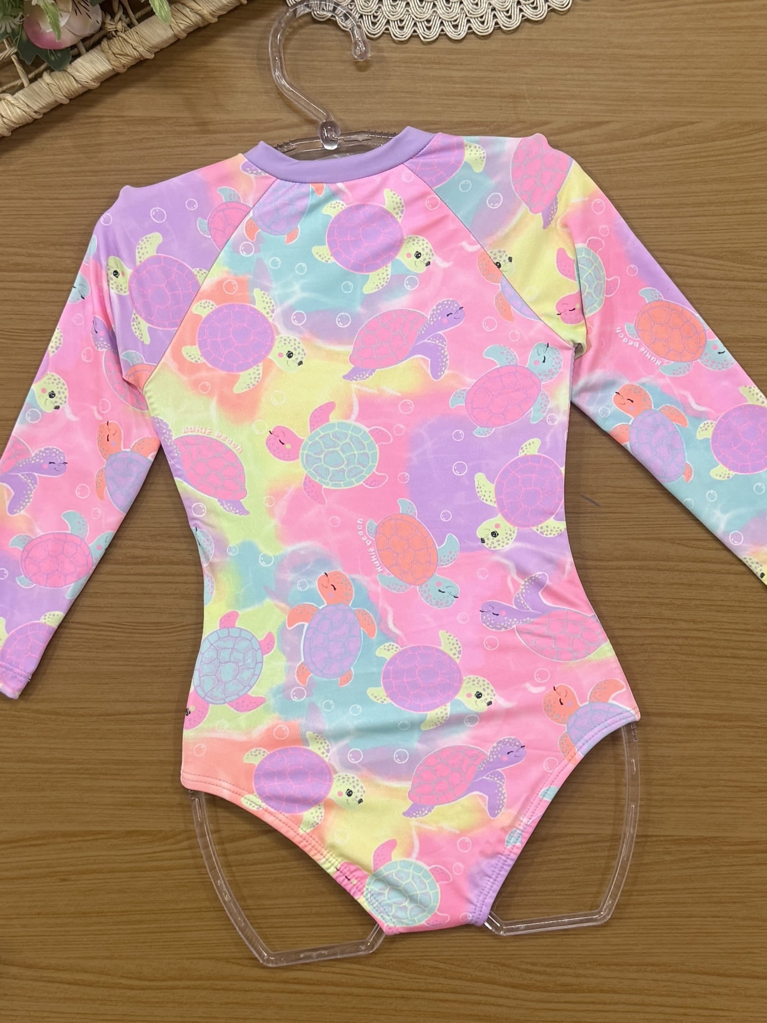 Maiô Infantil Kukiê Verão Manga Longa Colorido Tartaruguinha