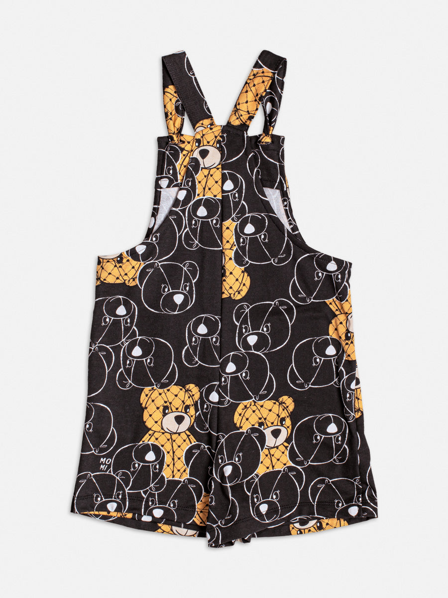 Jardineira Infantil Momi Preta Urso