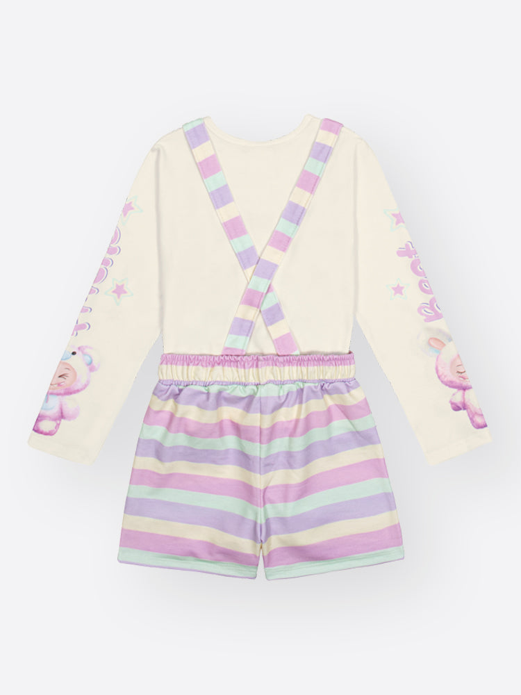 Jardineira Infantil Cinti Inverno Colorida com Blusa Manga Longa Labubu