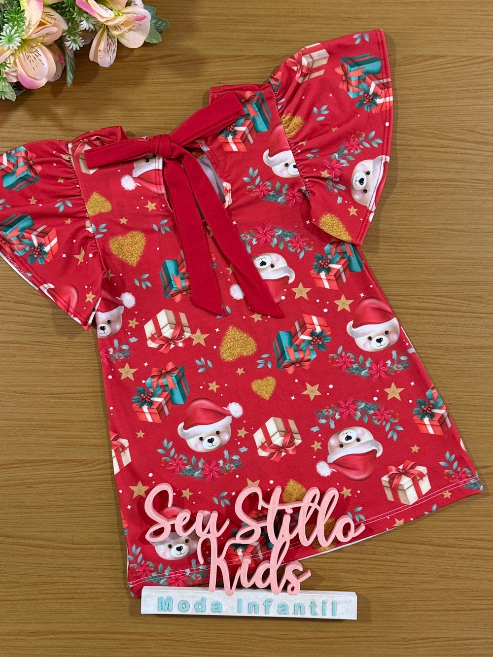 Vestido Infantil Cinti Verão Ursinho Natal