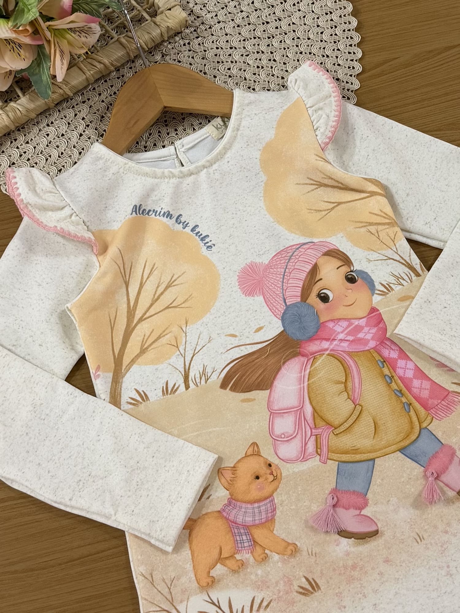 Vestido Infantil Kukiê Inverno Off White Menina Passeio