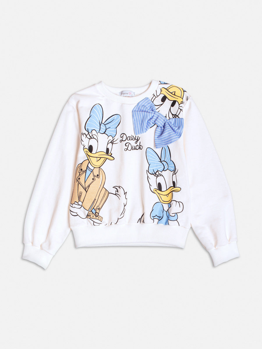Casaco Infantil Momi Inverno Branco Daisy com Laço Disney