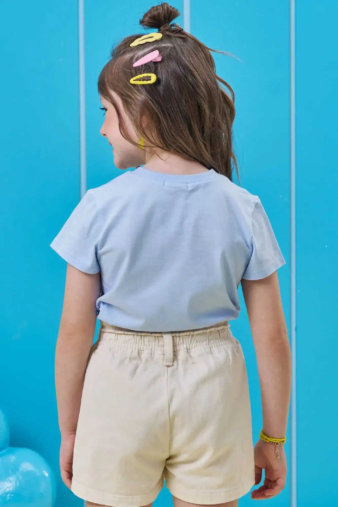 Blusa Infantil Menina Kukiê Azul Limãozinho Strass
