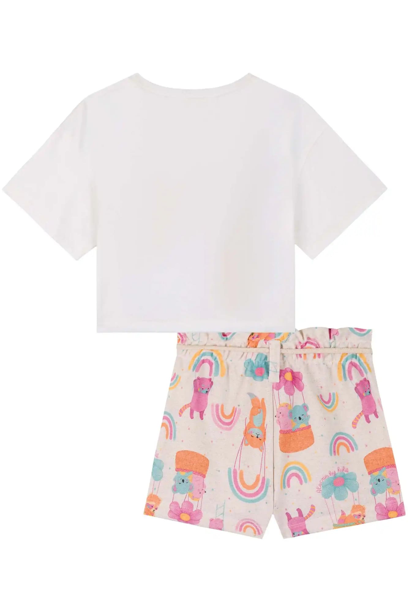 Conjunto Infantil Kukiê Short com Blusa Branca Alecrim Feliz