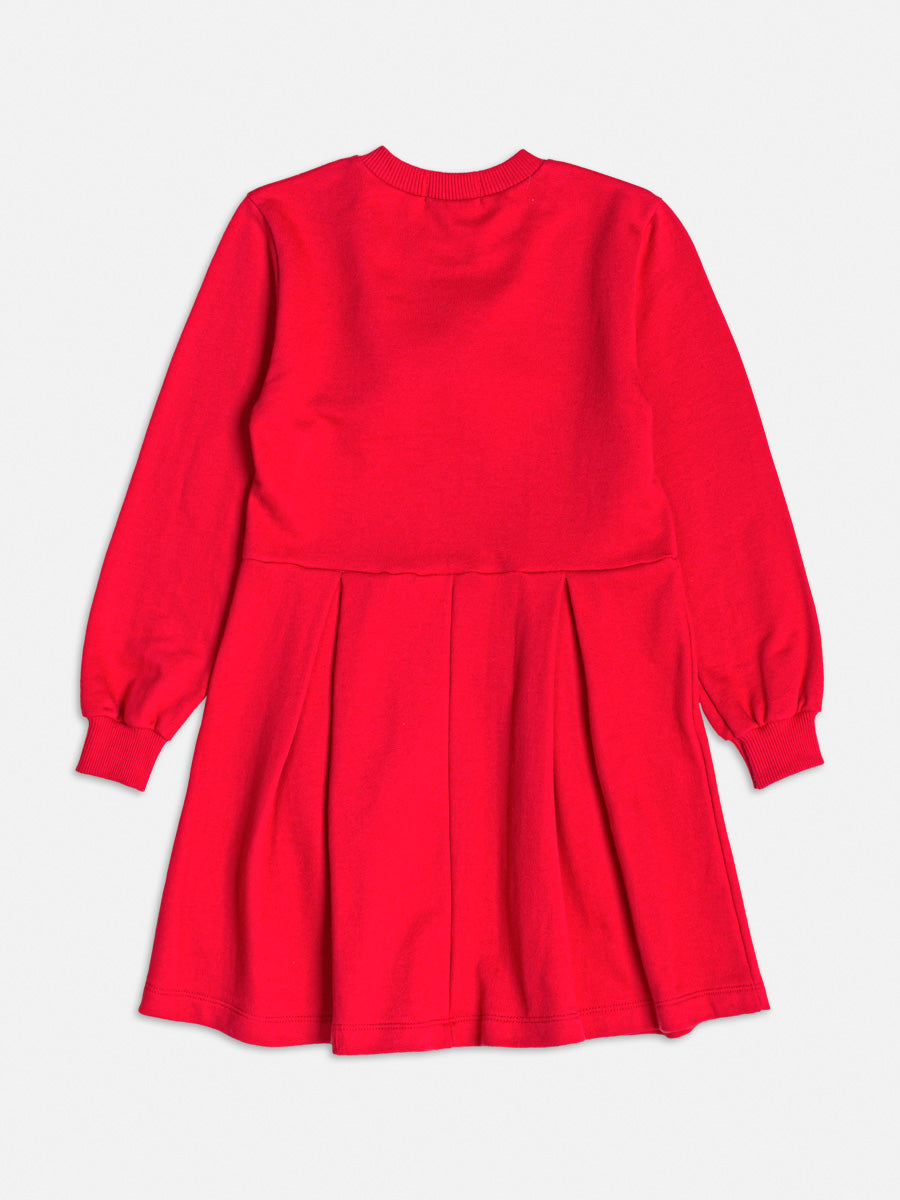 Vestido Infantil Momi Inverno Vermelho Urso Laço