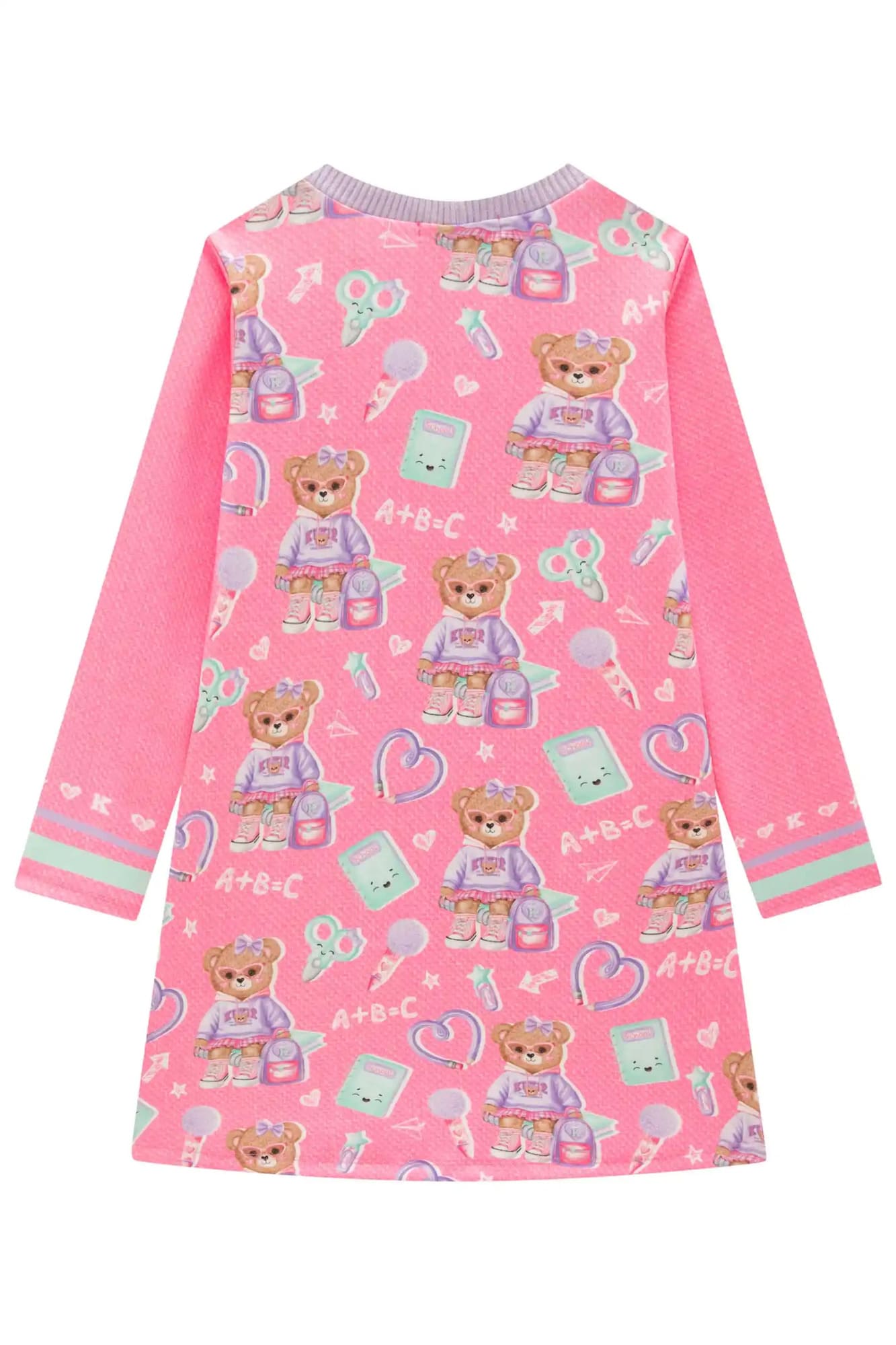 Vestido Infantil Kukiê Inverno Ursinha Escolar com Strass