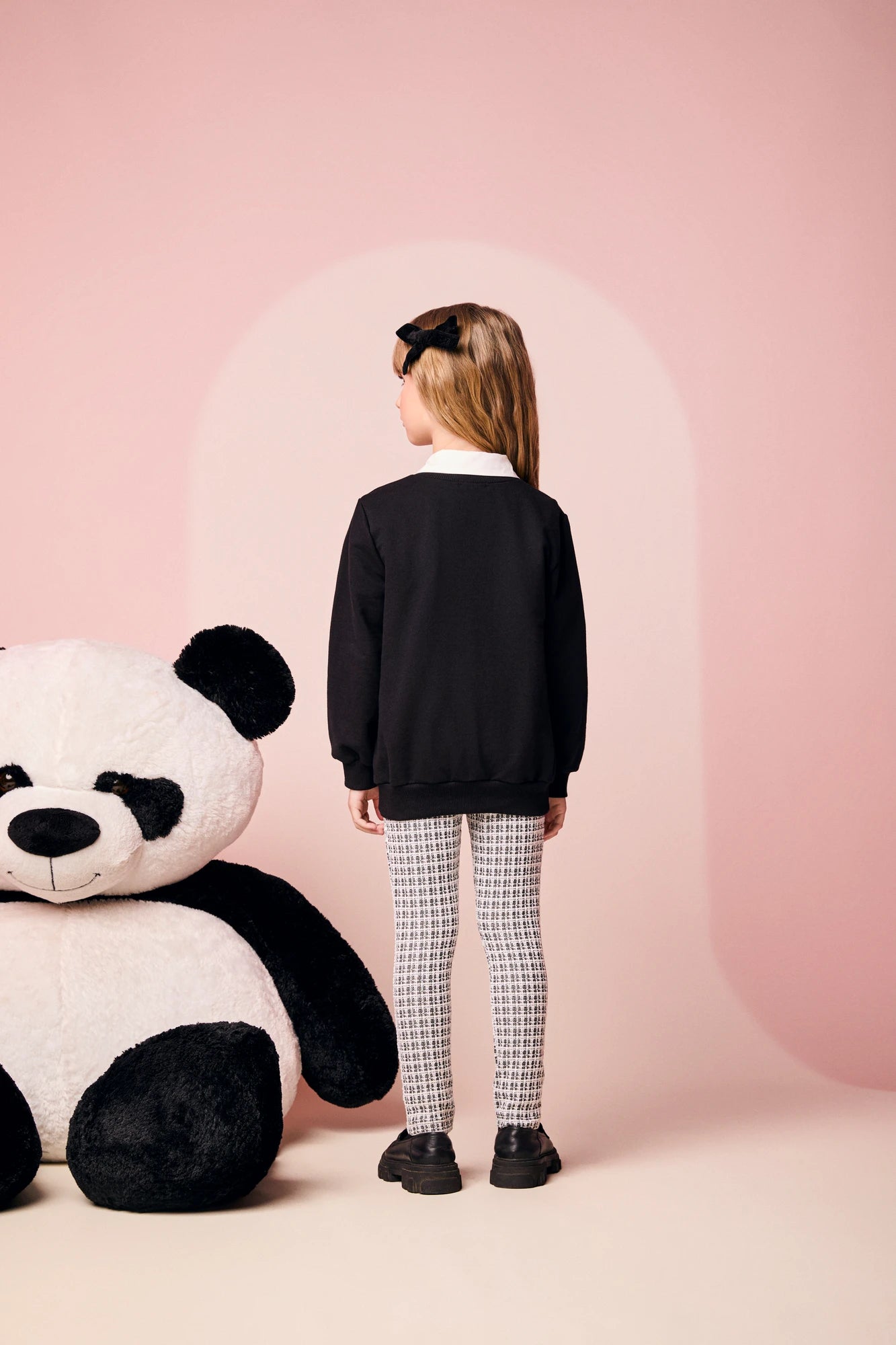 Conjunto Infantil Momi Inverno com Calça Legging e Moletom sem Flanela Preto Cute Girls Club