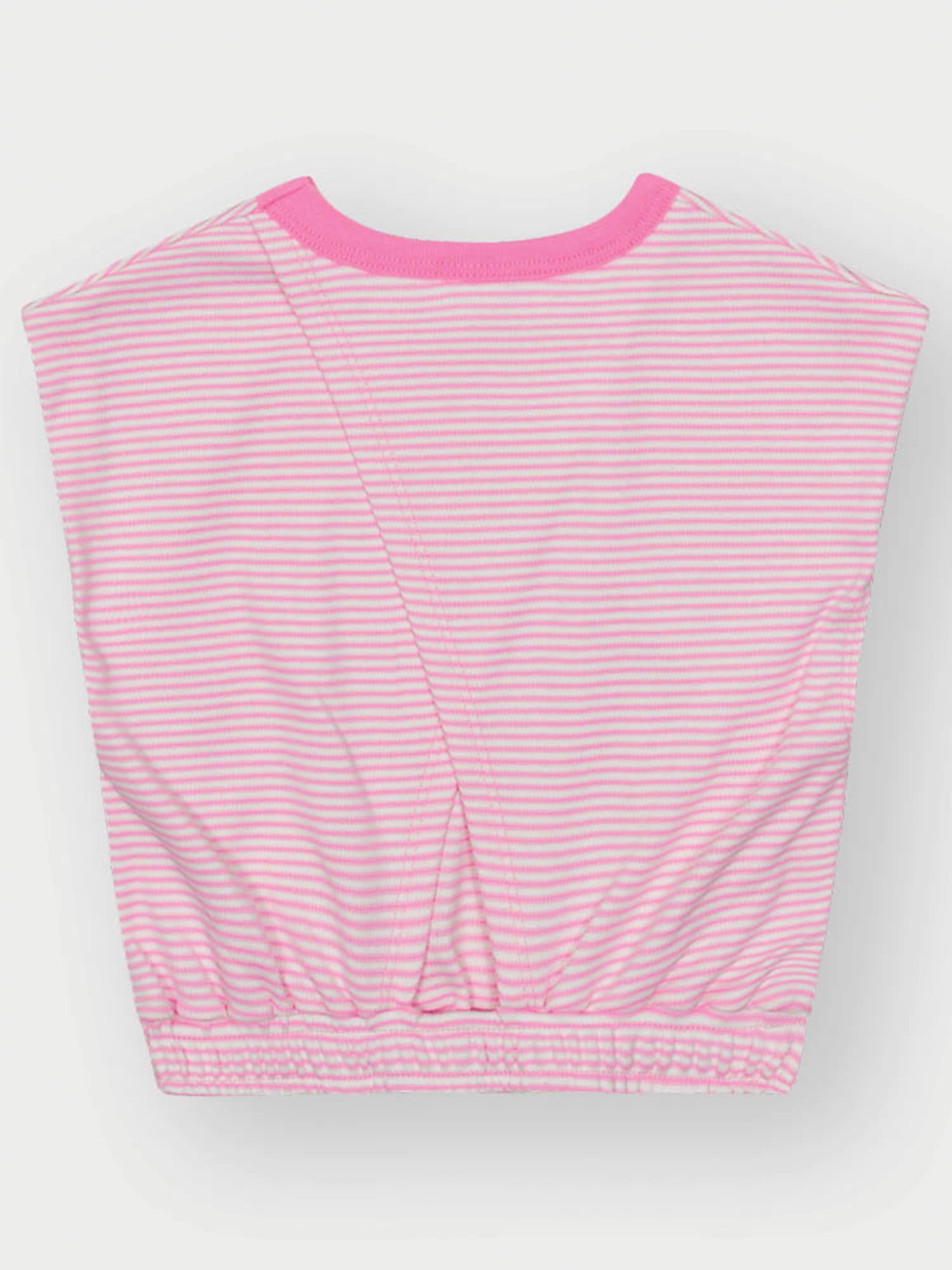 Conjunto Infantil Cinti Verão com Saia e Blusa Rosa Listrada
