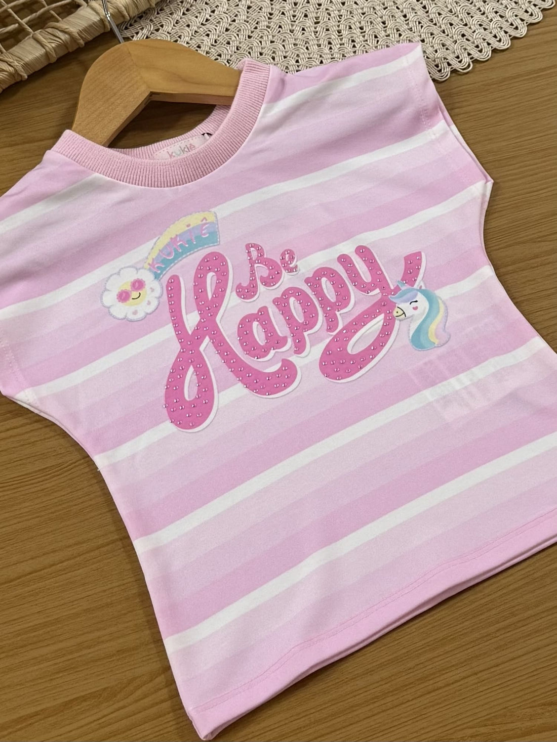Conjunto Infantil Kukiê Verão com Short-Saia e Blusa Rosa Be Happy