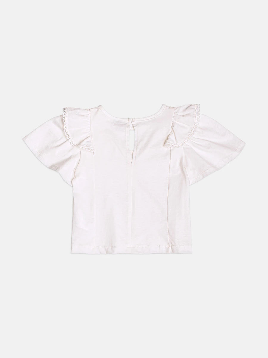 Blusa Infantil Momi Inverno Braca com Babado e Renda