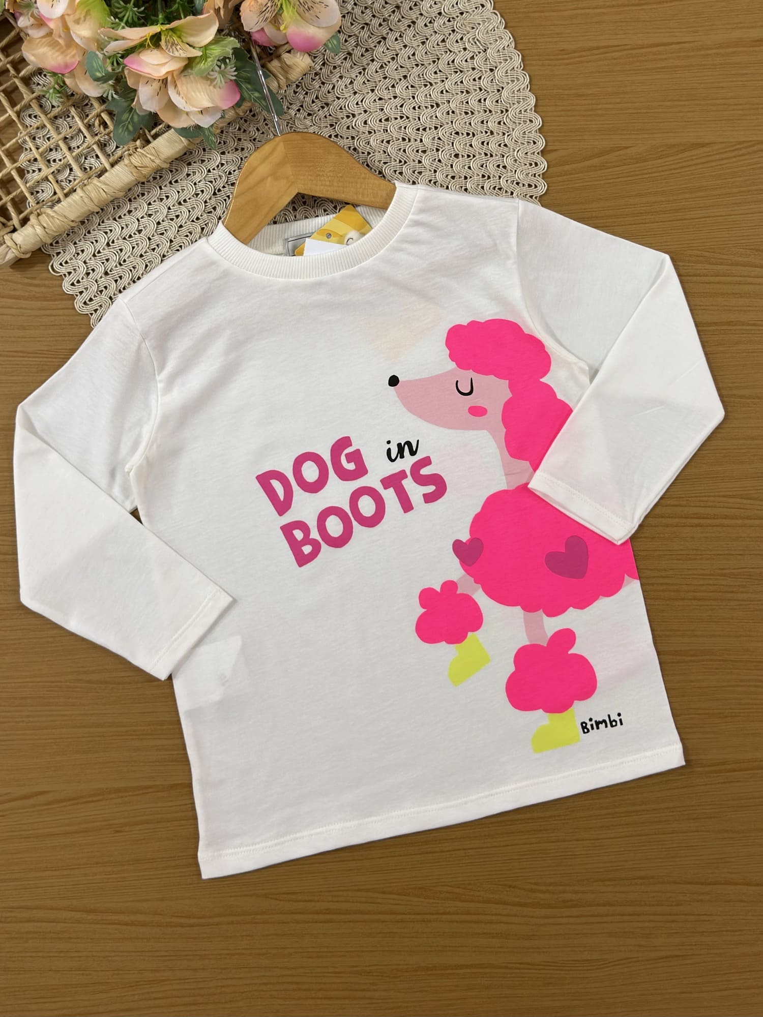Conjunto Infantil Bimbi Inverno com Calça Legging Rosa e Blusa Manga Longa Cachorrinha