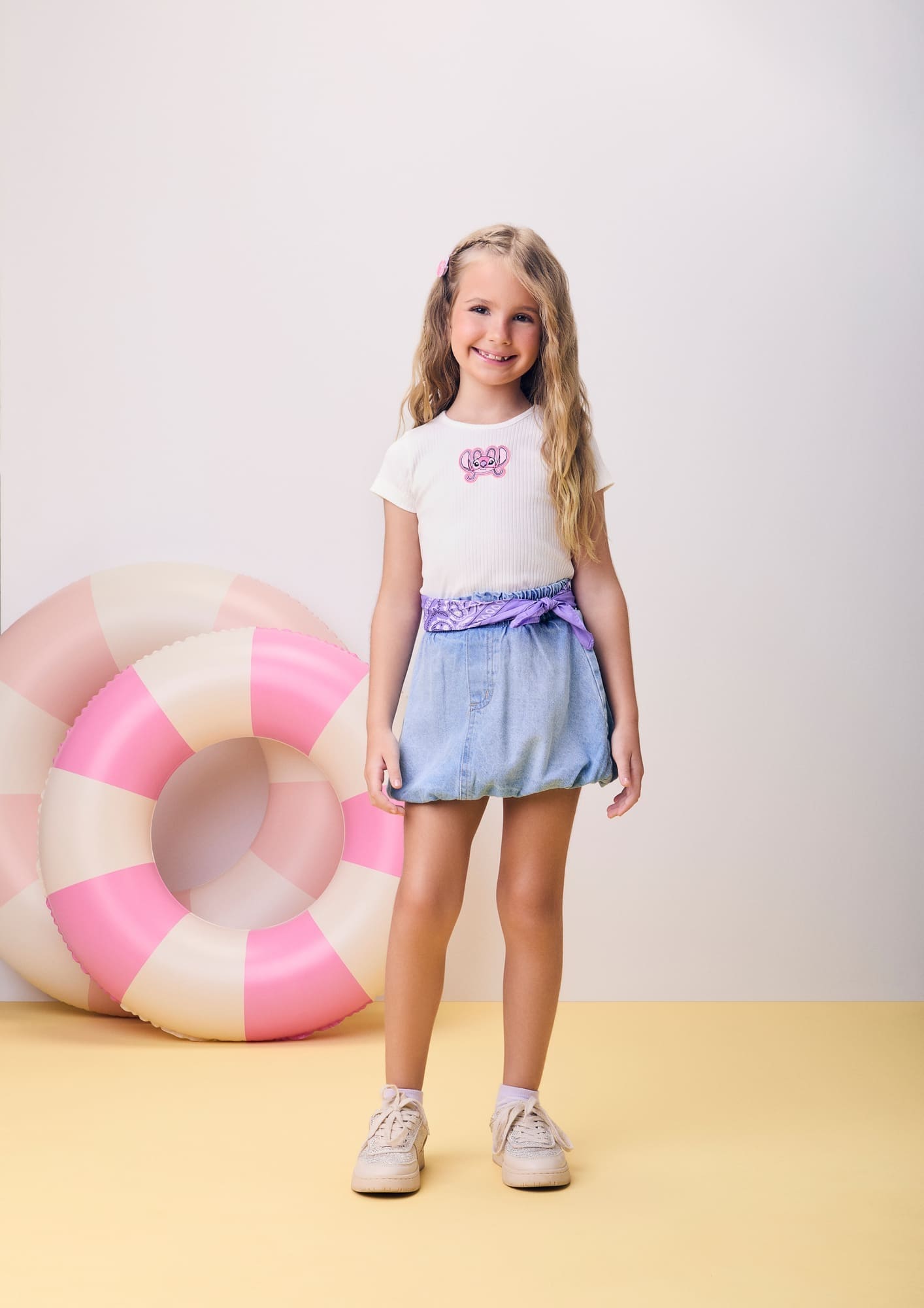 Blusa Infantil Momi Verão Branca Stitch Disney