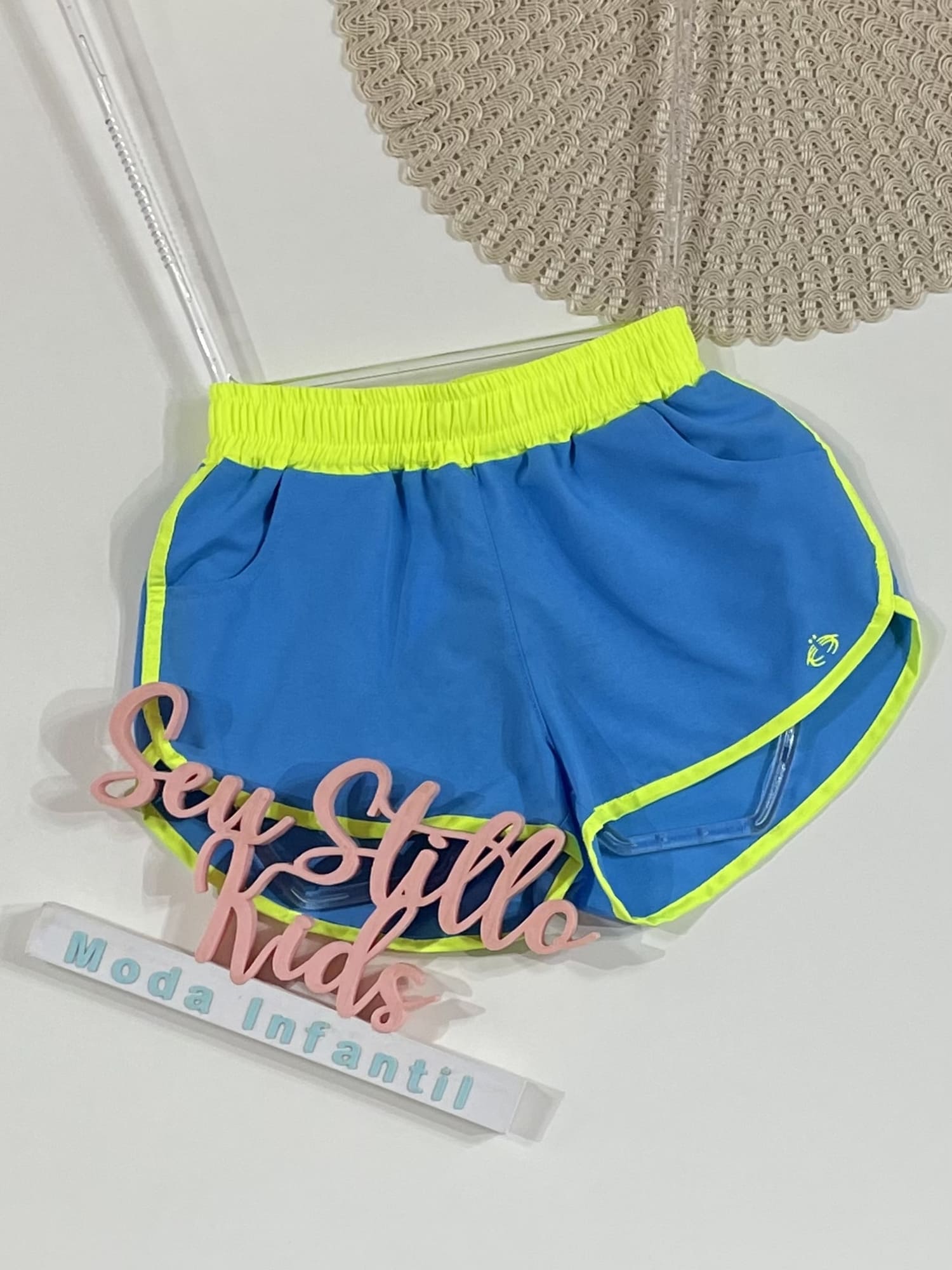 Shorts Infantil Siri Kids Nylon Leticia Azul Cyan 40063