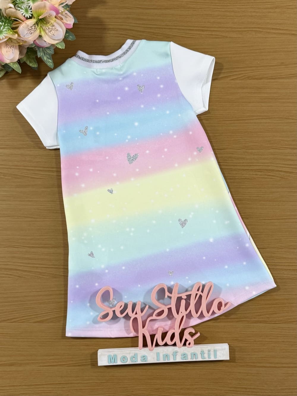 Vestido Infantil Kukie Verão Colorido Ursinha Strass