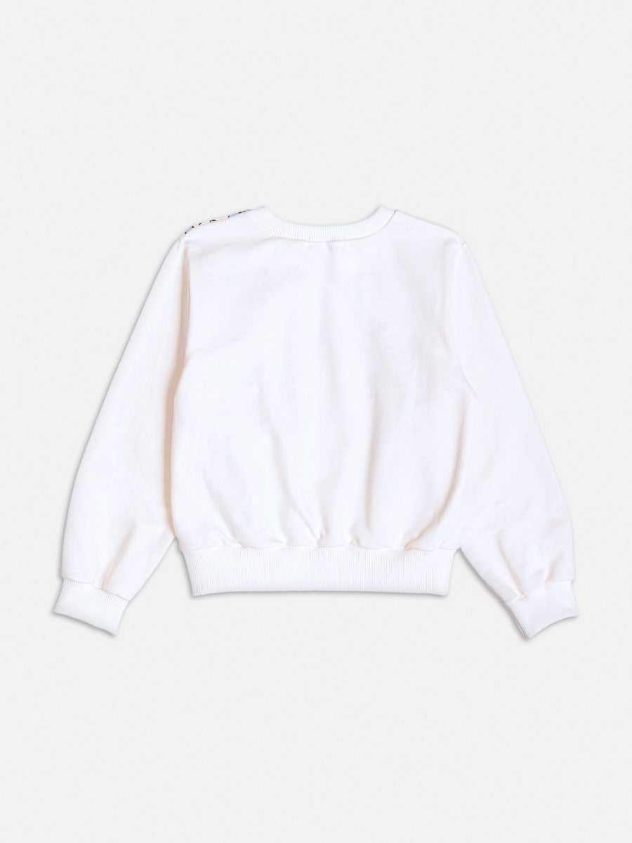 Casaco Infantil Momi Inverno Branco Daisy com Laço Disney