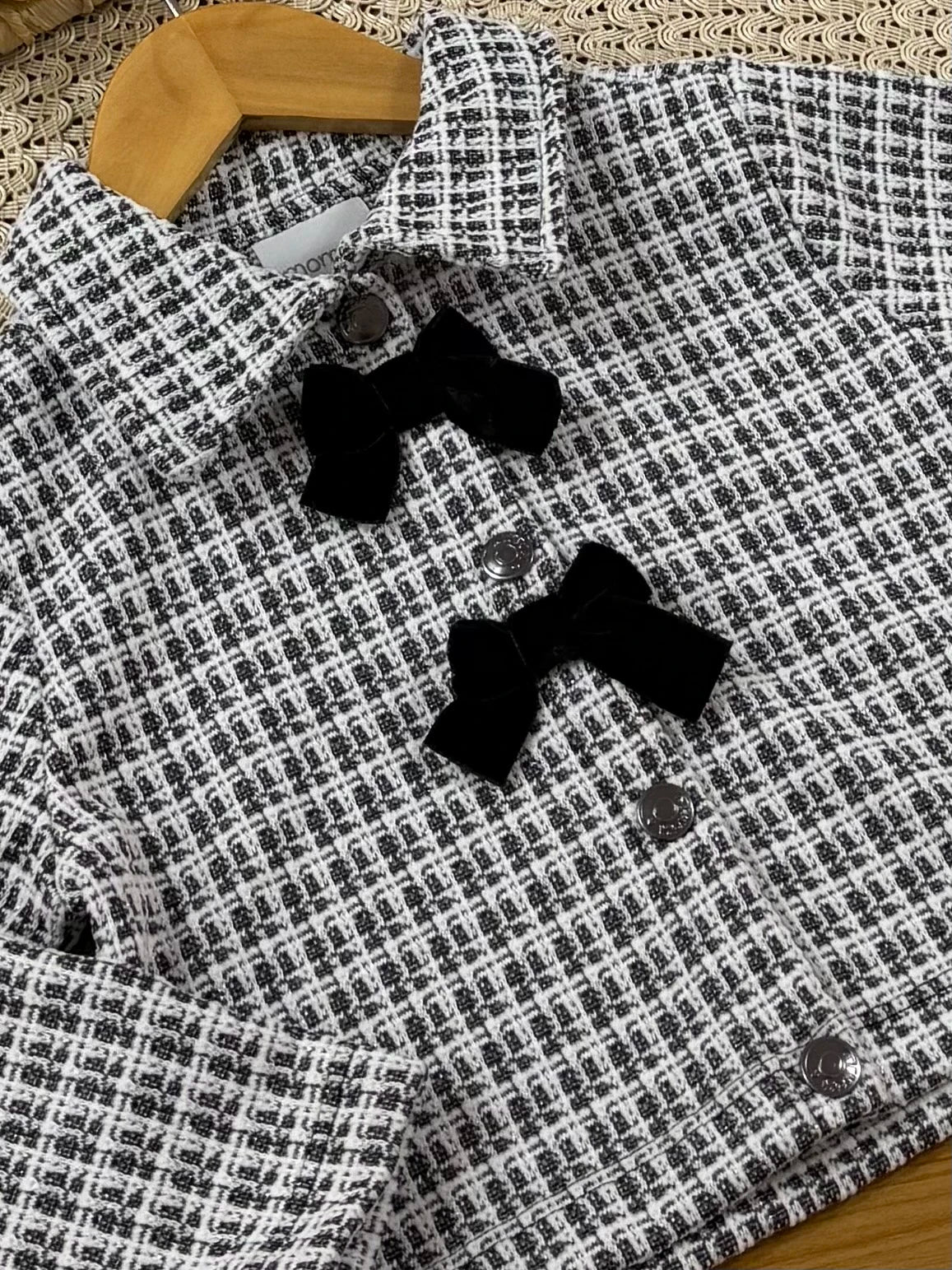 Jaqueta Infantil Momi Inverno Braca Tweed com Laços