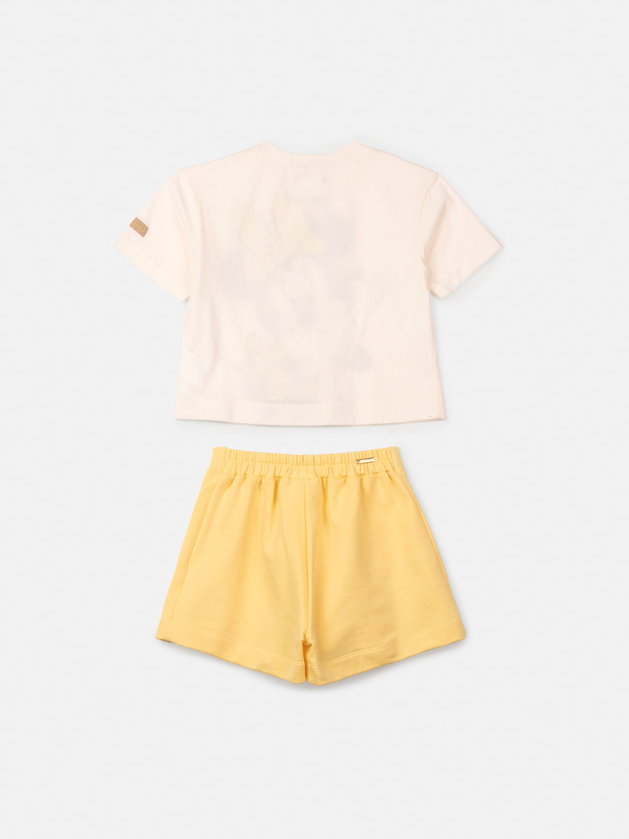 Conjunto Infantil Animê Verão Shorts Amarelo e Blusa Minnie
