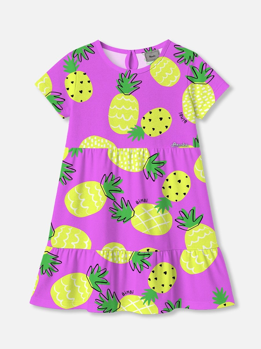 Vestido Infantil Bimbi Verão Roxo Abacaxi