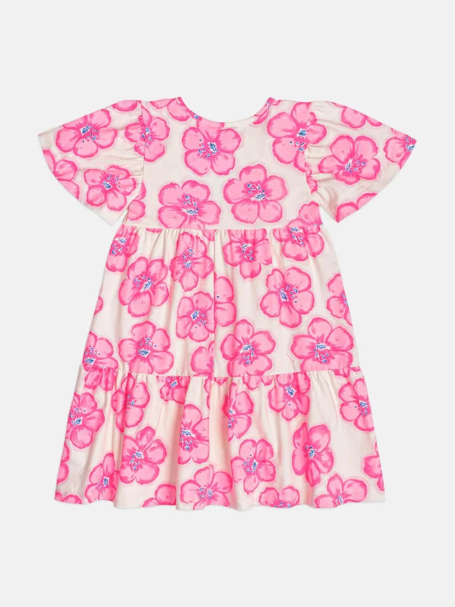 Vestido Infantil Momi Branco Floral Rosa