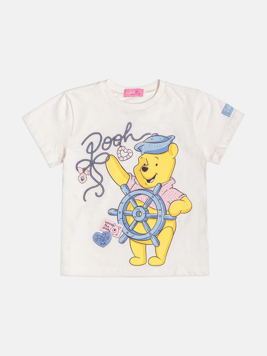 Blusa Infantil Menina Momi Branca Ursinho Pooh Marinheiro Disney