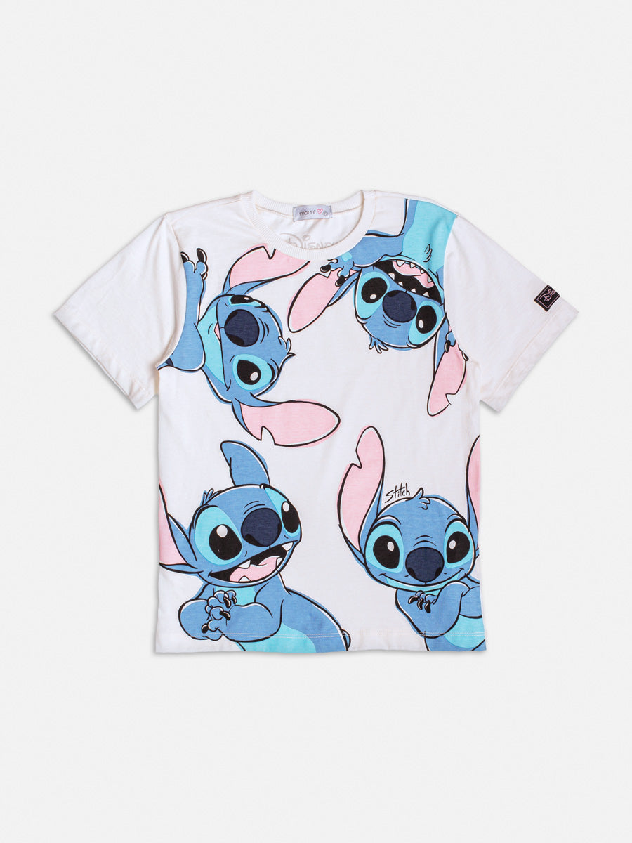 Blusa Infantil Momi Branca Stitch Disney