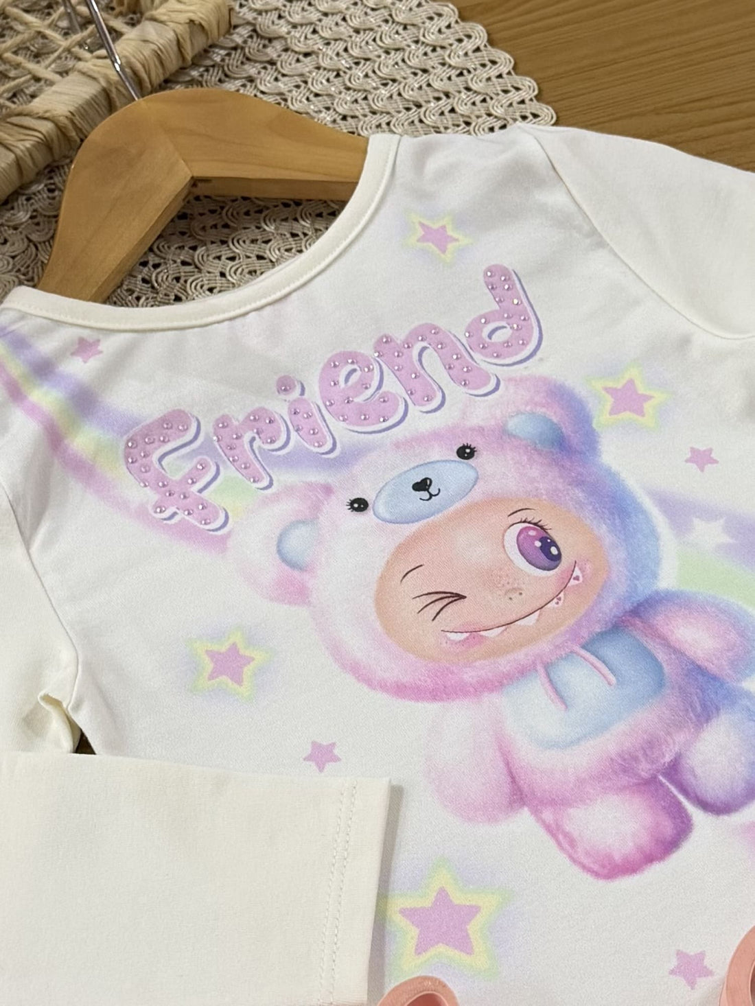 Blusa Infantil Cinti Inverno Manga Longa Branca Labubu Friend