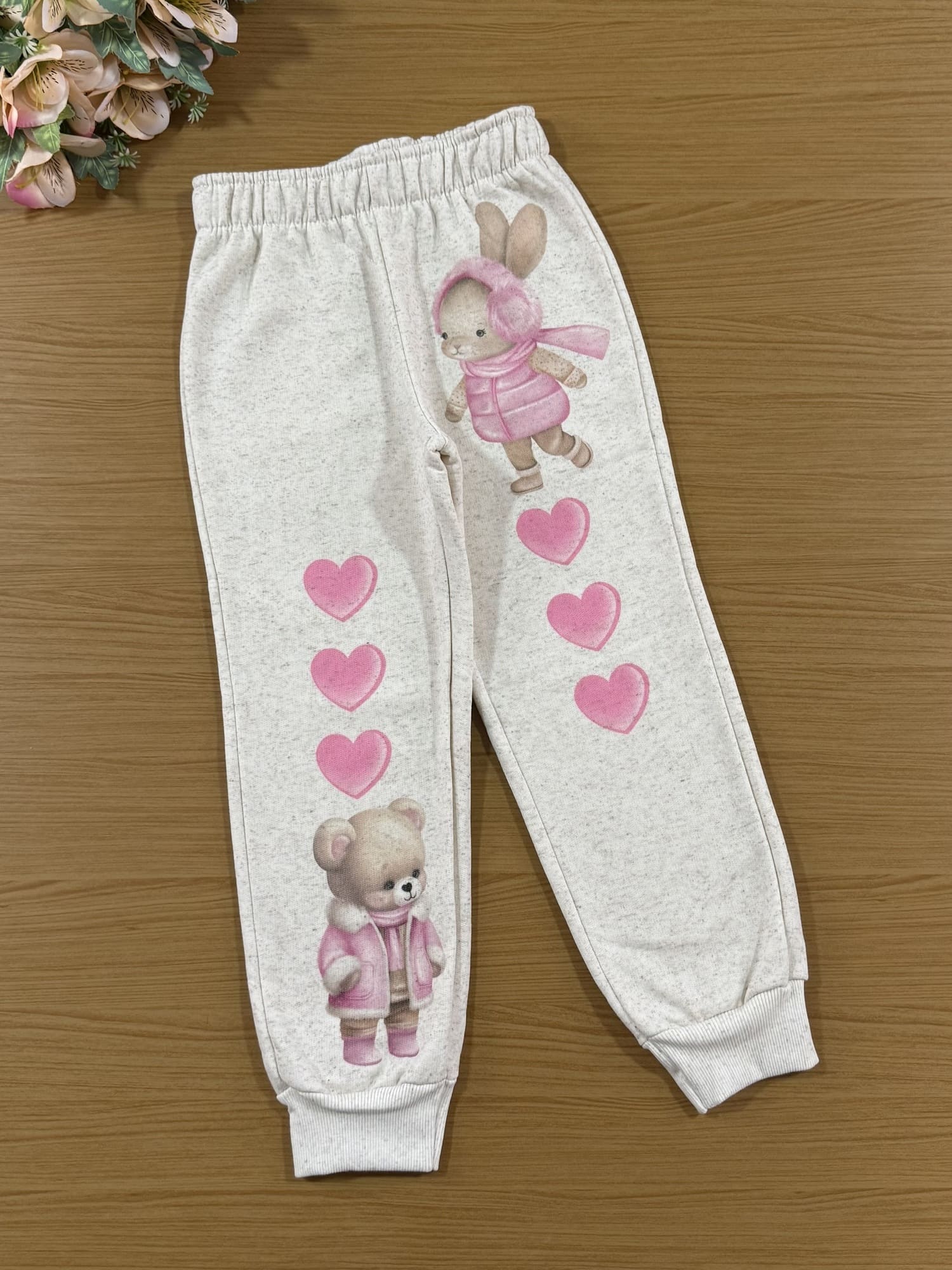 Conjunto Infantil Cinti Inverno Calça e Moletom Flanelado Love
