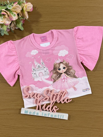 Blusa Infantil Cinti  Verão Rosa Princesa